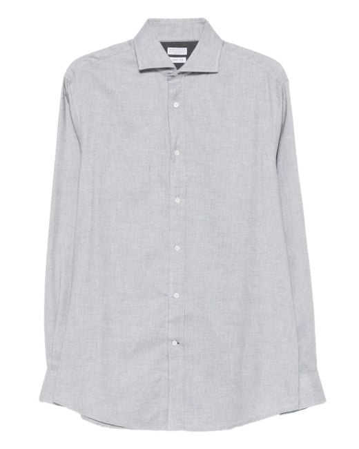 Chemise Boutonnée À Manches Longues Brunello Cucinelli pour homme en coloris White