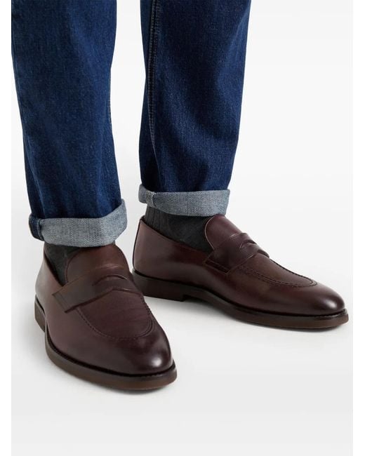 メンズ Brunello Cucinelli レザーローファー Brown