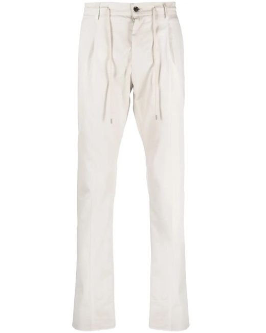 Moorer White Anton-We Drawstring Tapered Trousers for men