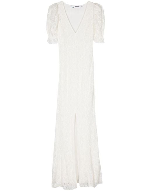 ROTATE BIRGER CHRISTENSEN Maxi-jurk Met Pofmouwen in het White