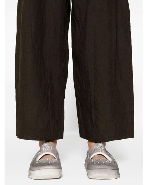 Ziggy Chen Black Wide-leg Cropped Linen Trousers for men