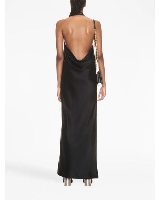 Off-White c/o Virgil Abloh Black Belt-detail Satin Maxi Dress