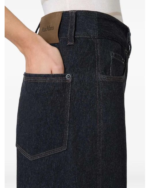Max Mara Blue Denim-Effect Straight-Leg Trousers