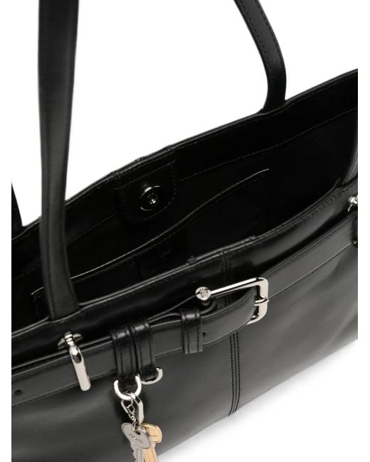OSOI Black Brocle Buckle-Detail Key-Charm Shoulder Bag