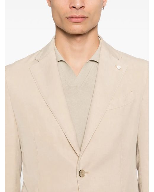 Luigi Bianchi Natural Buttoned Single-Breasted Blazer for men