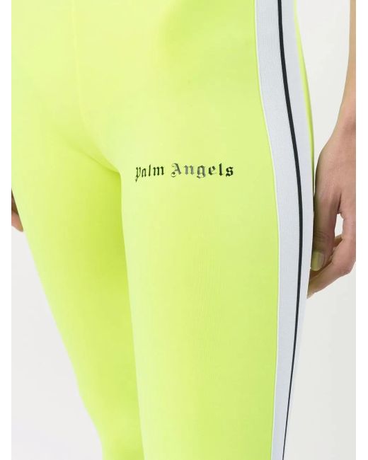 Palm Angels Yellow Side Stripe Logo leggings Fluo