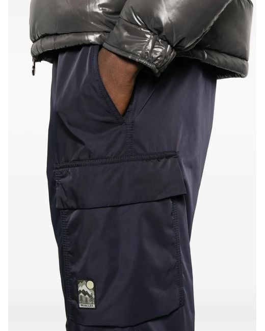 Moncler Blue Drawstring-Waist Cargo Trousers for men