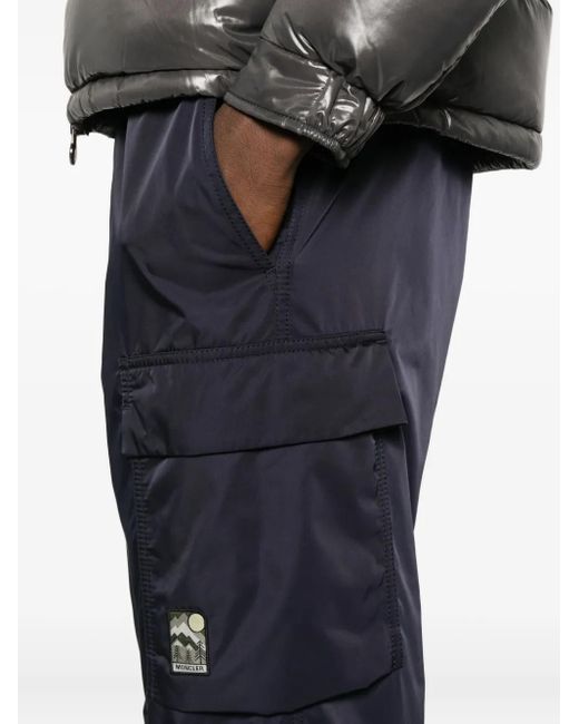 Moncler Blue Drawstring-Waist Cargo Trousers for men