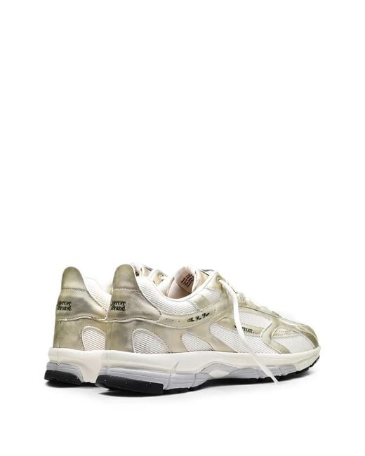 The Mercer Brand White Metallic-Effect Panelled Sneakers