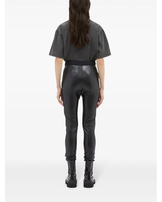 MSGM Black Faux Leather Leggings