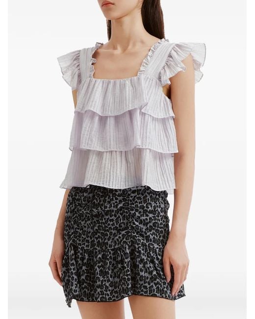 B+ AB White Ruffled Tiered Top