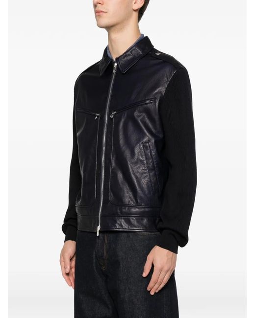 Brunello Cucinelli Black Leather Jacket for men