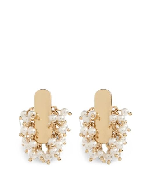 Self-Portrait Natural Glass Pearl-Embellished Earrings