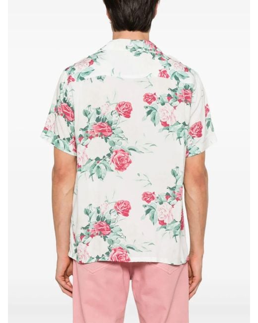 Fursac White Floral-Print Shirt for men