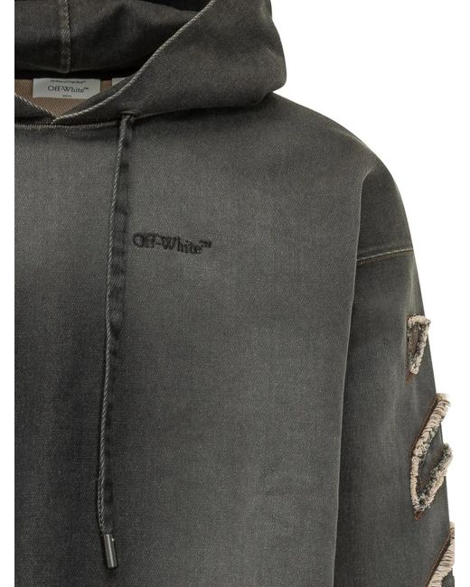 Off-White c/o Virgil Abloh Black Diagonals Distressed Hoodie for men