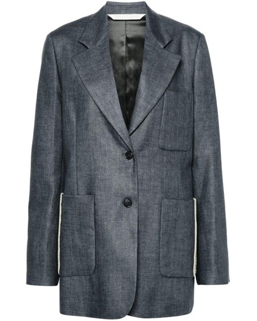 Palm Angels Gray Single-breasted Linen Blazer