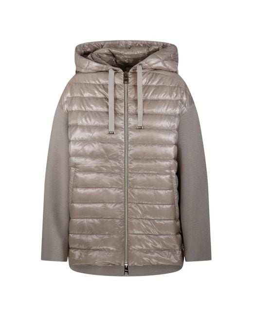 Herno Gray Hooded Quilted Jacket