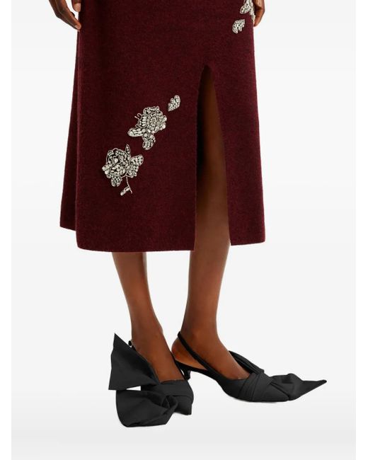 Erdem Purple Embellished Midi Skirt
