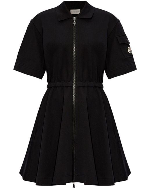 Moncler Black Poloshirtkleid mit Reißverschluss