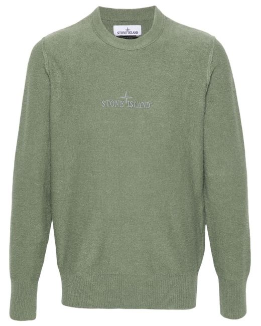Stone Island Green Logo-embroidered Jumper for men