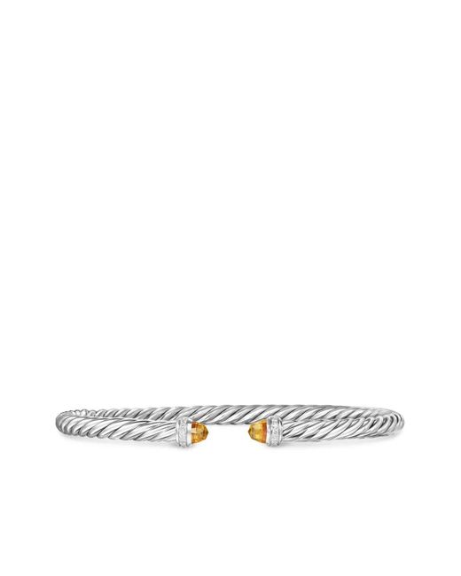David Yurman White Sterling Cablespira Citrine And Diamonds Bracelet (4Mm)
