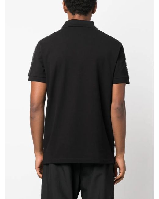 Versace Jeans Couture Black Logo-Tape Cotton Polo Shirt for men