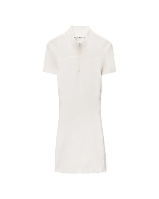 Alexander Wang White Debossed-Logo Mini Dress