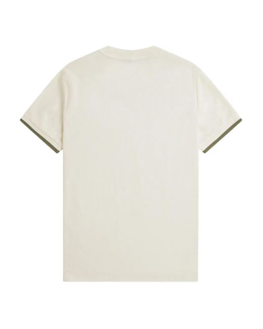 Camiseta con logo bordado Fred Perry de hombre de color White