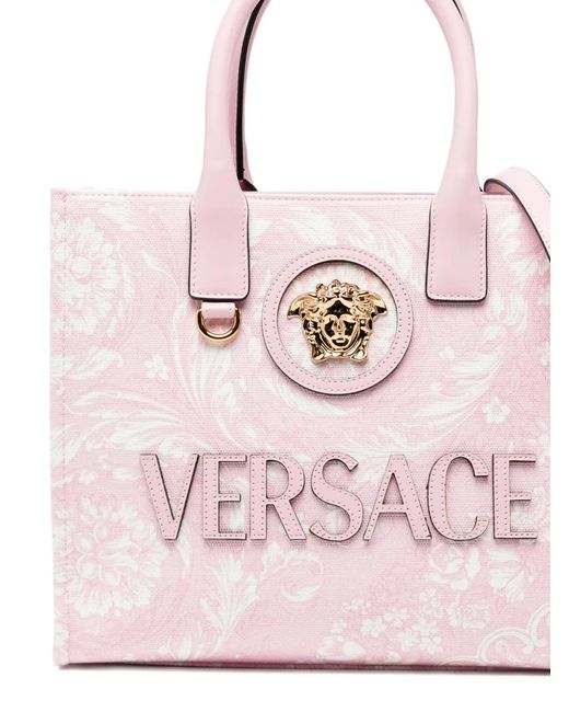 Versace Pink Small La Medusa Printed Tote Bag