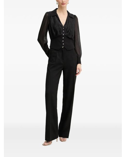 Morgan Black Pleated Buttoned Blouse