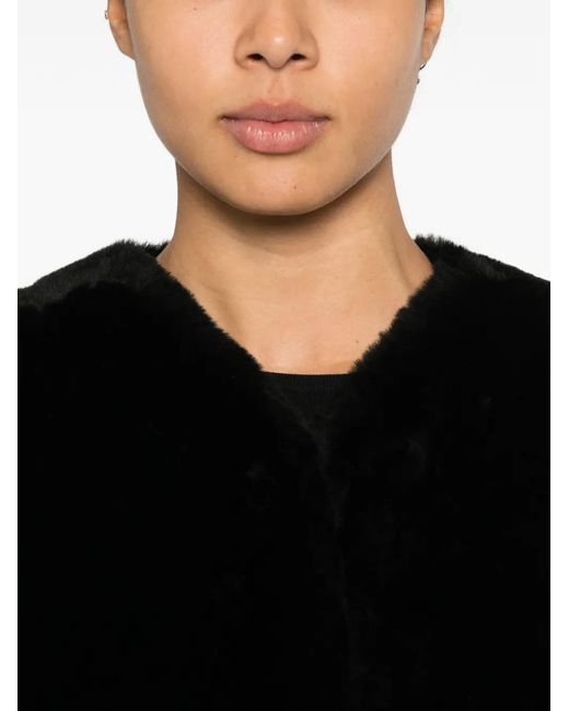 Totême Black Midi Shearling Coat