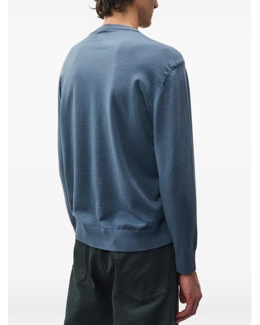 C P Company Blue Lens-Detail Crew-Neck Sweater for men