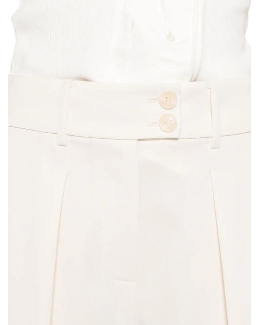 Patrizia Pepe White Button Pleated Trousers