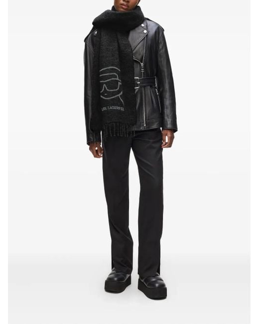 Karl Lagerfeld Jacquard-Logo Scarf in Black Lyst UK