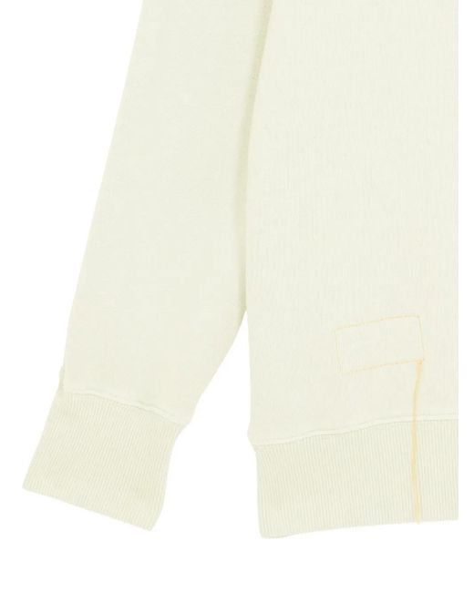 Fortela White Vintage Hood Kangaroo-Pocket Hoddie for men