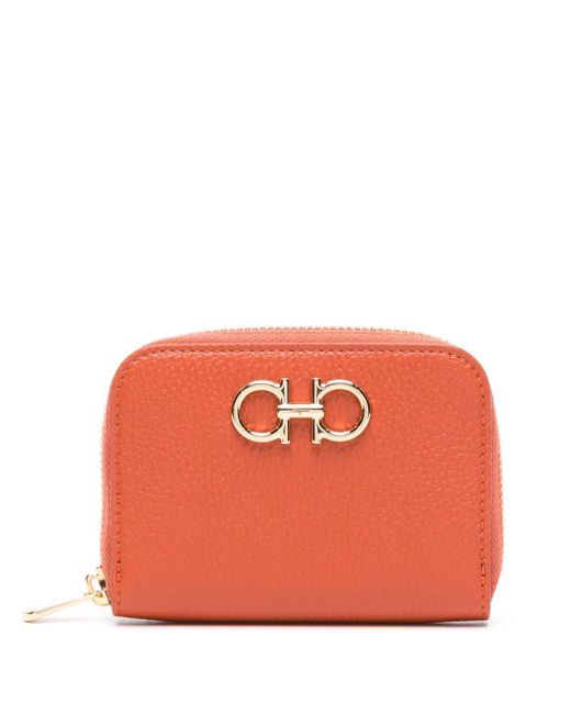 Ferragamo Orange Gancini-plaque Leather Wallet