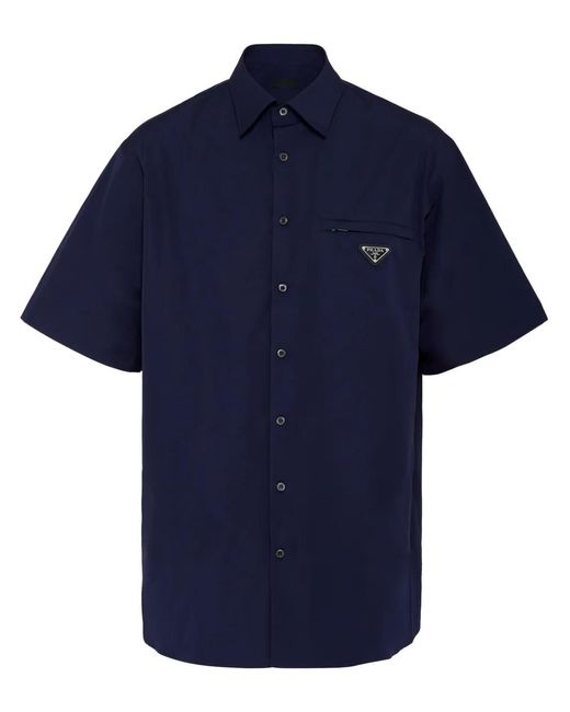 Prada Hemd Mit Triangel-Logo in Blue für Herren