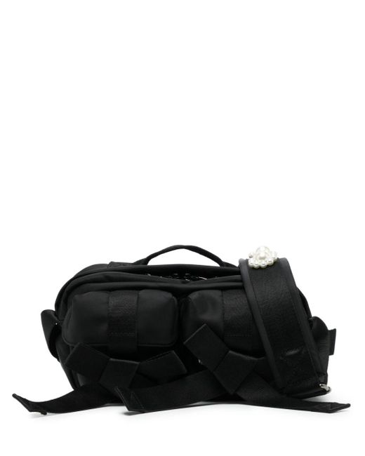 Simone Rocha Black Embellished Bow Messenger Bag for men