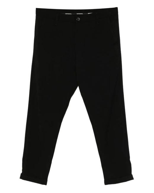Imperial Black Cuffed Cotton Trousers for men