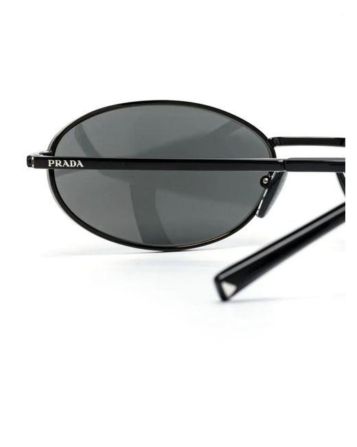 Prada Gray Oval-Frame Sunglasses