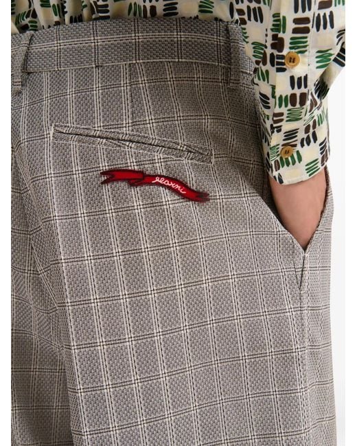 Marni Gray Pantalon En Laine À Carreaux for men