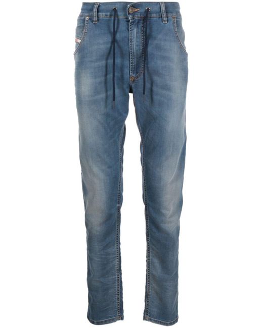 DIESEL Blue Krooley-e-ne Low-rise Tapered Jeans for men