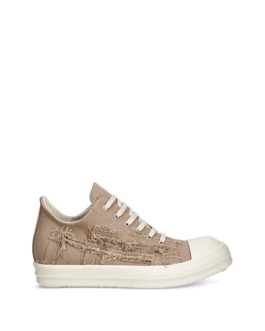 Rick Owens Natural Distressed Low-Top Sneakers for men