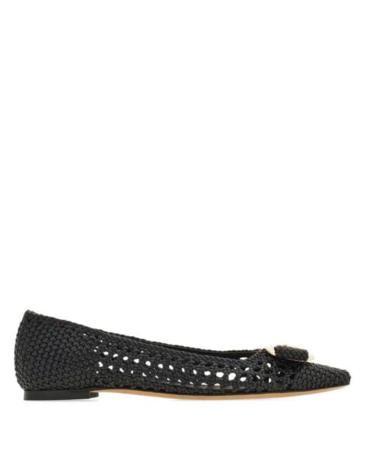 Ferragamo Black New Vara Ballerina Shoes