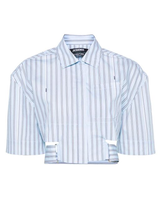 Jacquemus Blue La Chemise Courte Bari Striped Shirt