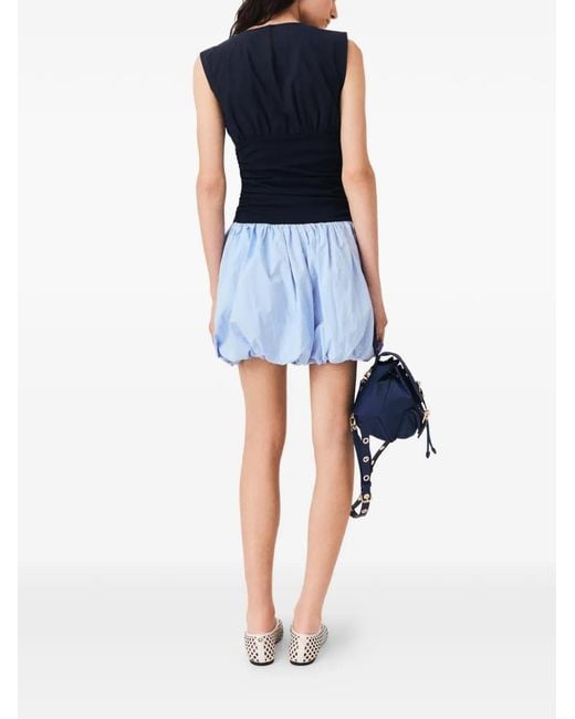 Maje Blue Bubble-Skirt Mini Dress