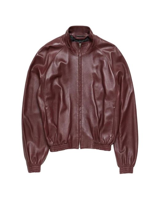 Acne Brown Full-Zip Leather Jacket for men