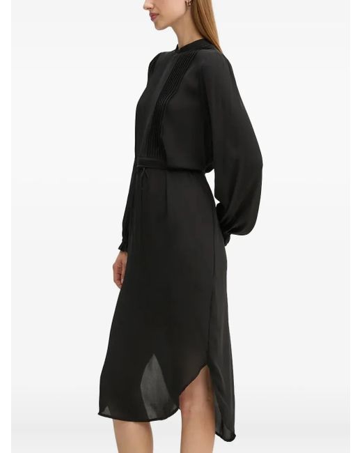 Bruuns Bazaar Black Pleated-Panel Midi Dress