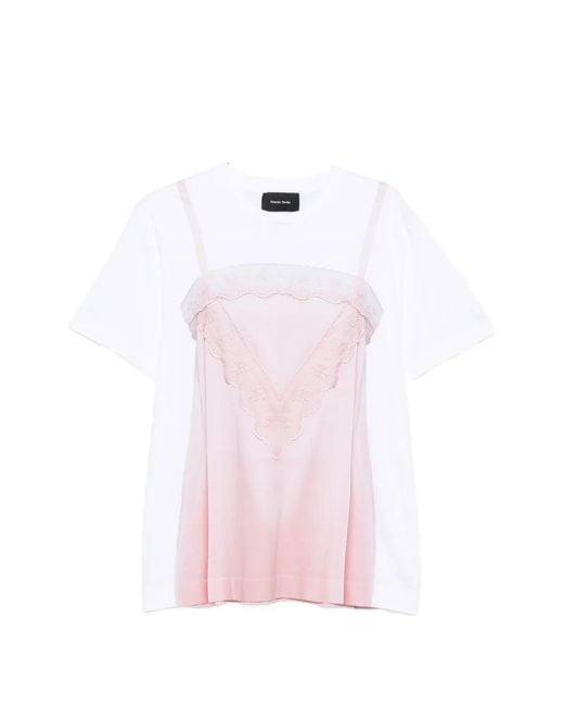 Simone Rocha Pink Trompe L'Oeil Print T-Shirt
