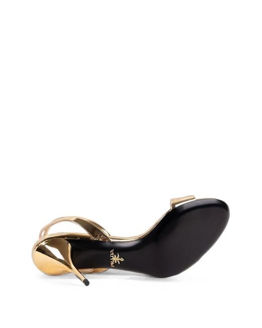 Prada Logo-Plaque Metallic Sandals